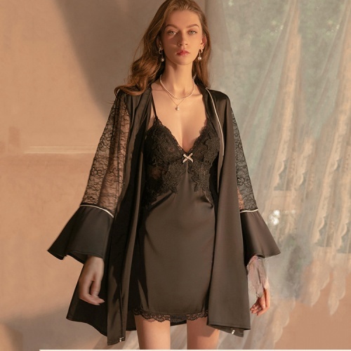 Night Dress Sleepwear Women Lace Robe Sets Lingerie Bridesmaid Gift Bathrobe